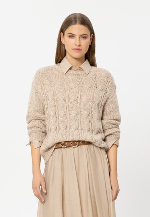 CABLE-KNIT-PULLOVER - Strickpullover - soft camel