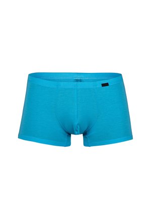 Turquoise boxershorts gemaakt van zachte stof, met een snug fit, elastische tailleband en een voorpouch voor ondersteuning. Naadloos ontwerp.