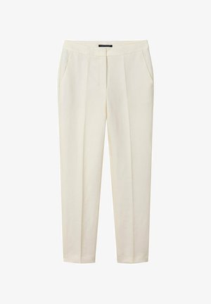 Hose in Cremefarben mit Bügelfalten vorne, seitlichen Taschen und mittelhoher Taille von Luisa Cerano.