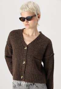 Vero Moda VMINGRID V-NECK - Casaco de malha - chocolate torte