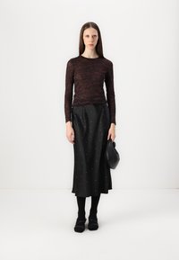 YAS YASPELLA RHINESTONE MIDI SKIRT  - A-line skjørt - black
