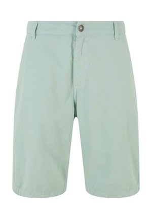 Lichtgroene shorts van een katoenmix, met een knoopsluiting, een rechte voorkant en standaard achterzakken.