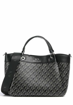 Borsa a mano nera in sintetico con logo A|X a motivo, manici doppi e tracolla rimovibile. Presenta hardware in tonalità argento e una forma strutturata.