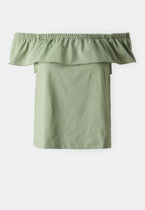 VILA, VIDREAMERS OFF SHOULDER - Jednoduché tričko - oliv green
