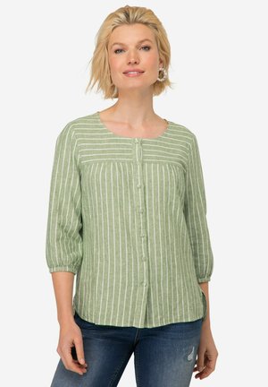 BLUSE, LEINENMIX, STREIFEN, RUNDHALS, 3/4-ÄRMEL - Blouse - khaki