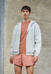 Weekday STANDARD ZIP HOODIE - Camisola com fecho - light green/blue