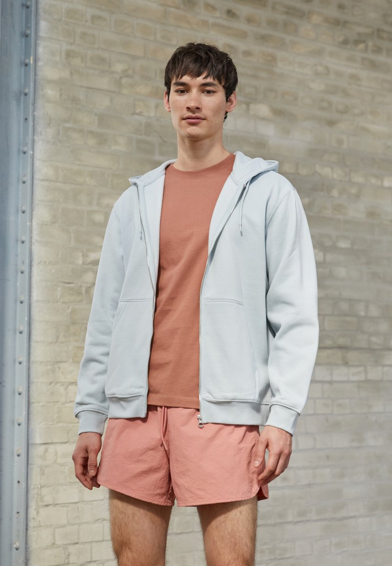 Weekday STANDARD ZIP HOODIE - Camisola com fecho - light green/blue