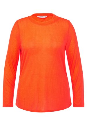 Langarmshirt in feloranje ribbelstof, met een ronde halslijn en een relaxte pasvorm, met een gladde textuur en geen zichtbare patronen.