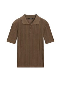 SHORT SLEEVE WITH RIBBED DETAIL - Polo - brown
