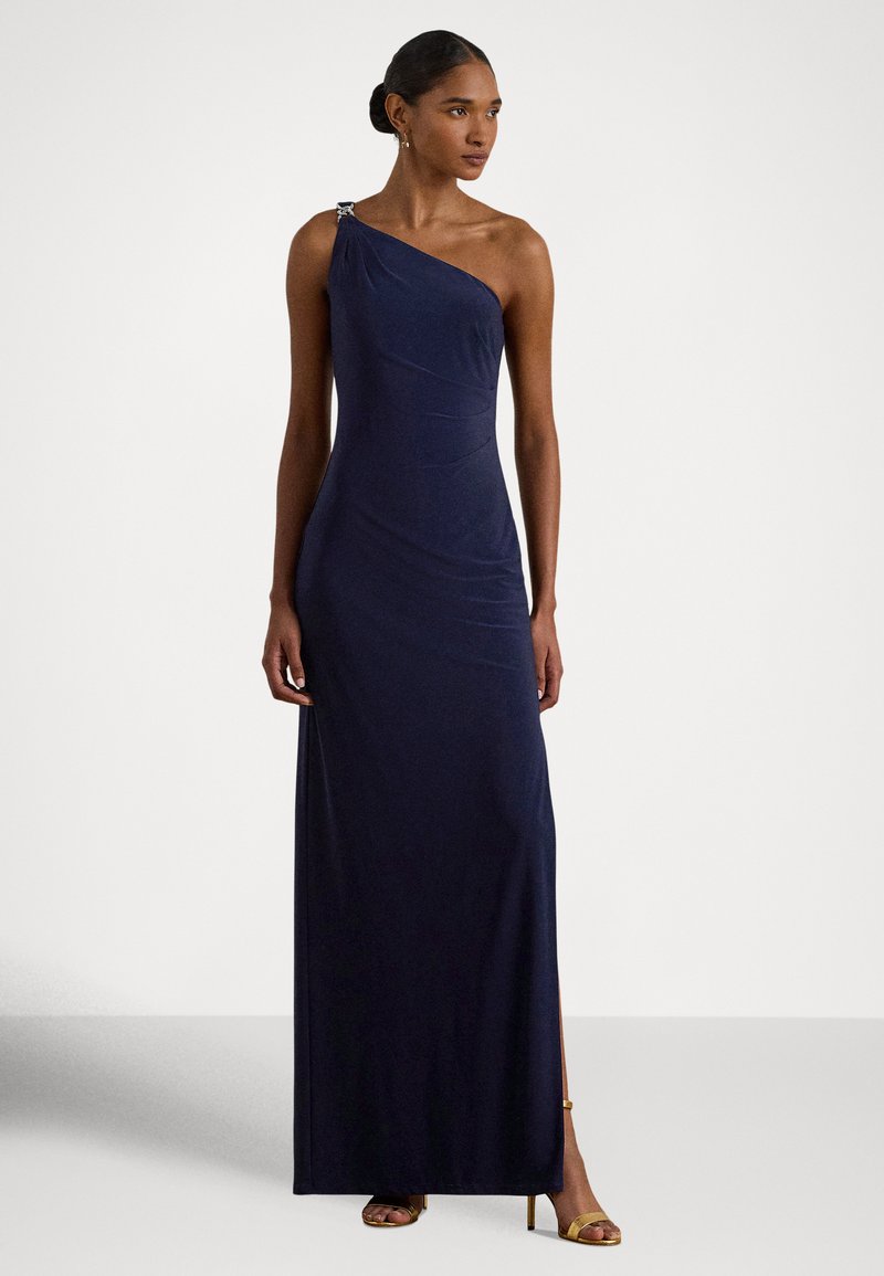 ralph lauren navy blue one shoulder dress Lauren by Ralph Lauren Women's Georgette One-Shoulder Dress