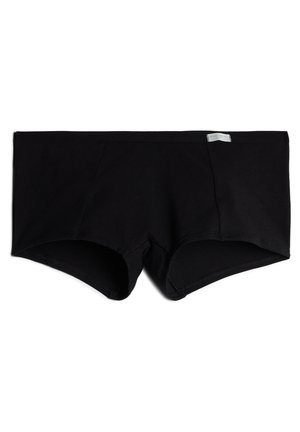 Zwarte katoenen boxershorts met een naadloos ontwerp, voorzien van een zachte tailleband en gestikte randen voor comfort en duurzaamheid.