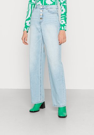 ONLY ONLMOLLYHW WIDE  - Calças de ganga de corte relaxado - light blue denim