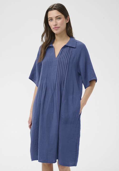 Robe Femme 100% Lin Bleu Marine - Superposée - Taille 4 - Neuve Avec étiquettes