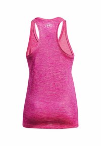 Débardeur de sport rose ajusté avec une texture chinée, des larges bretelles et un col arrondi. Le logo de la marque est centré dans le dos.