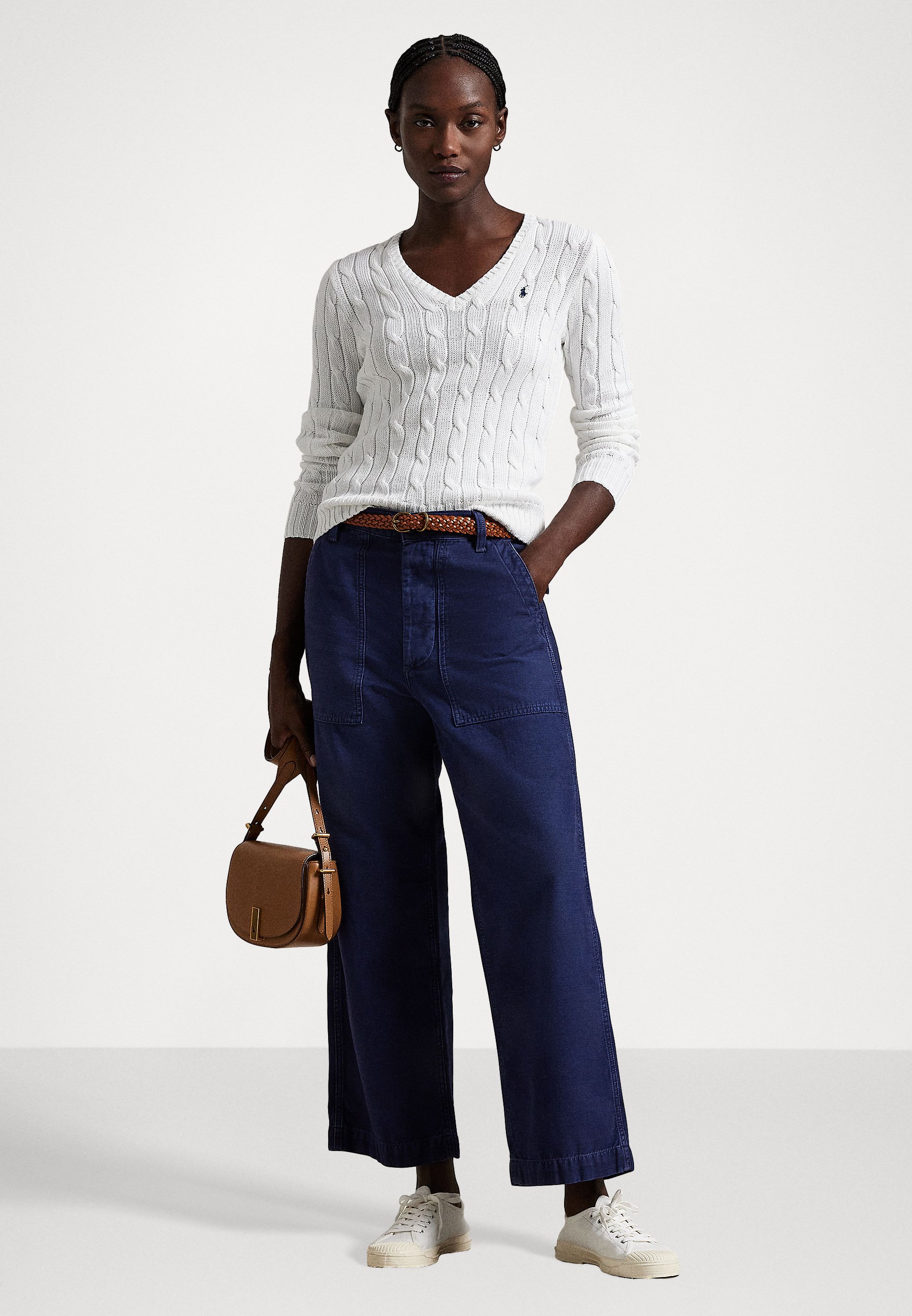 Polo Ralph Lauren CABLE KNIT COTTON V NECK SWEATER - Pulover
