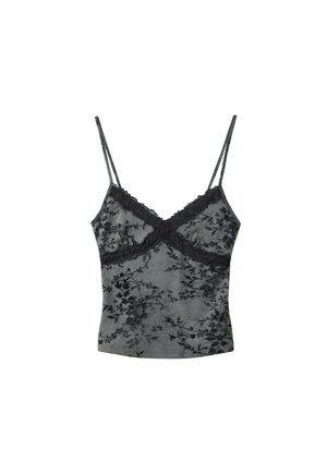 Stradivarius, FELTED LACE FITTED TOP - Débardeur - grey