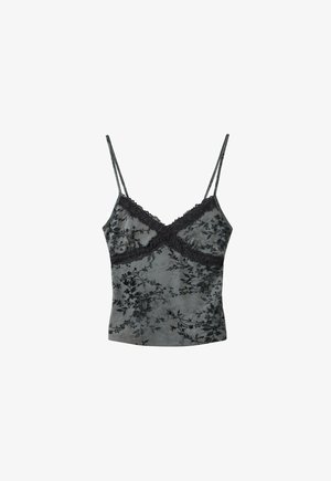 Stradivarius, FELTED LACE FITTED TOP - Débardeur - grey