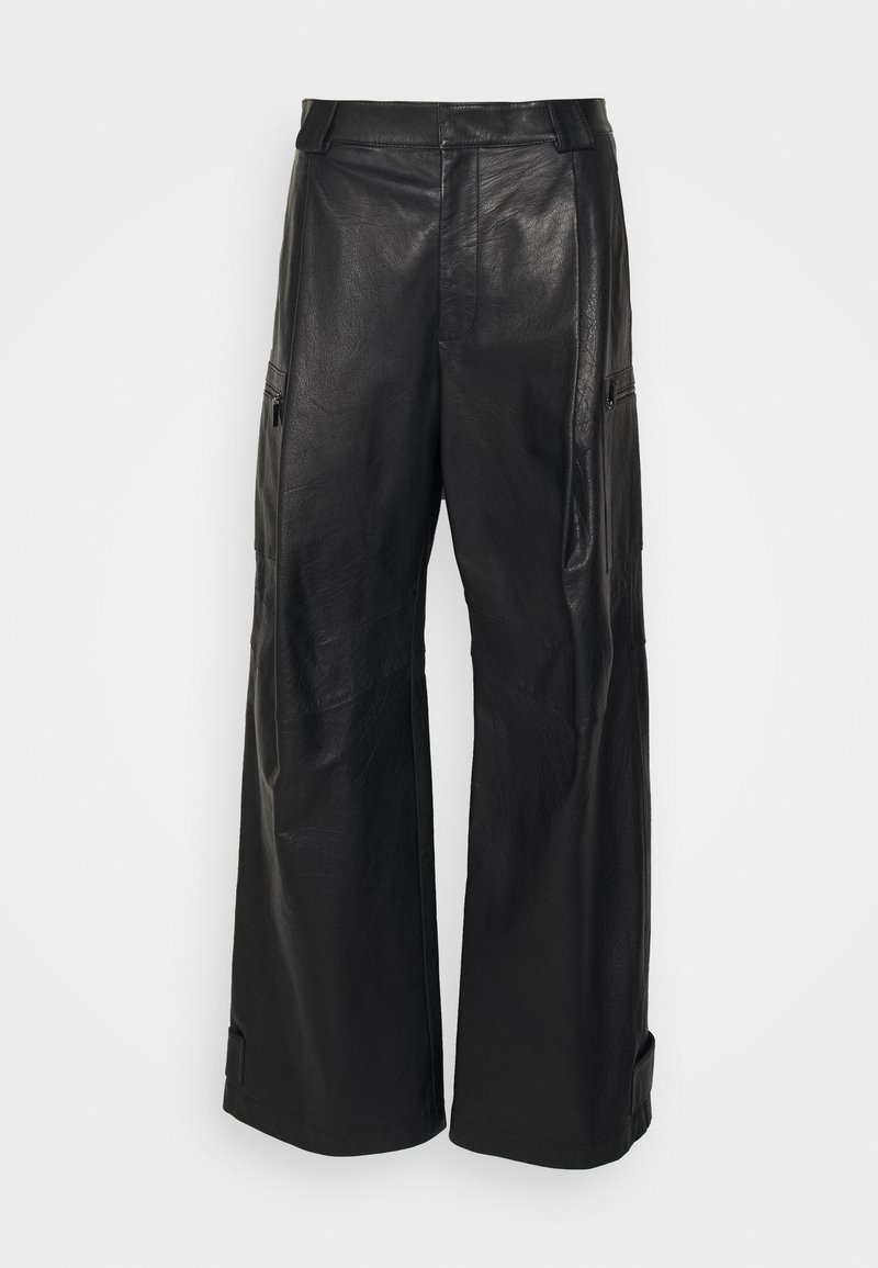 Emporio Armani Leren broek zwart
