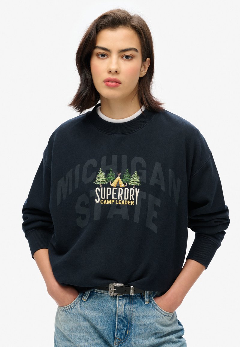 Superdry & Co TRAVEL SOUVENIR LOOSE CREW - Sweatshirt - eclipse navy