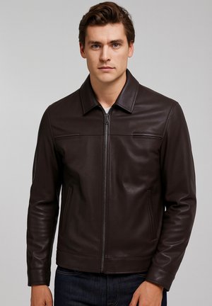 KENT - Leather jacket - chocolate brown