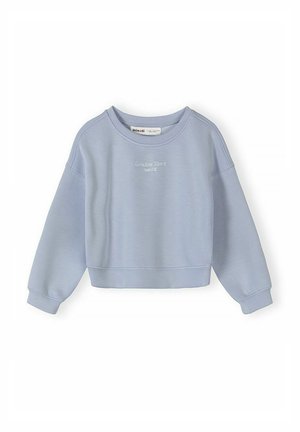 Jasnoniebieska krótka bluza z długimi rękawami i haftem "London Town 1995 UK" na piersi.