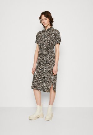 VERO MODA Vmvica S/S Shirt Dress Ga Noos – Abito Midi Camicia Con Cintura, Maniche Corte, Viscosa LENZING ECOVERO, Colore Blu