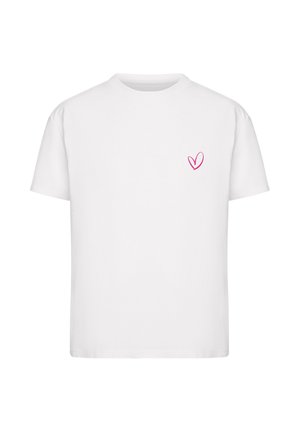 Urban Classics, LADIES URBAN CLASSICS RAINBOW HEART LOGO LOOSE TEE - Nyomott mintás póló - white