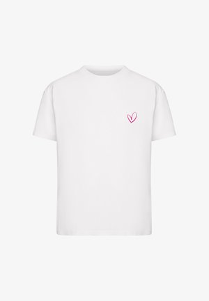 Urban Classics, LADIES URBAN CLASSICS RAINBOW HEART LOGO LOOSE TEE - Nyomott mintás póló - white