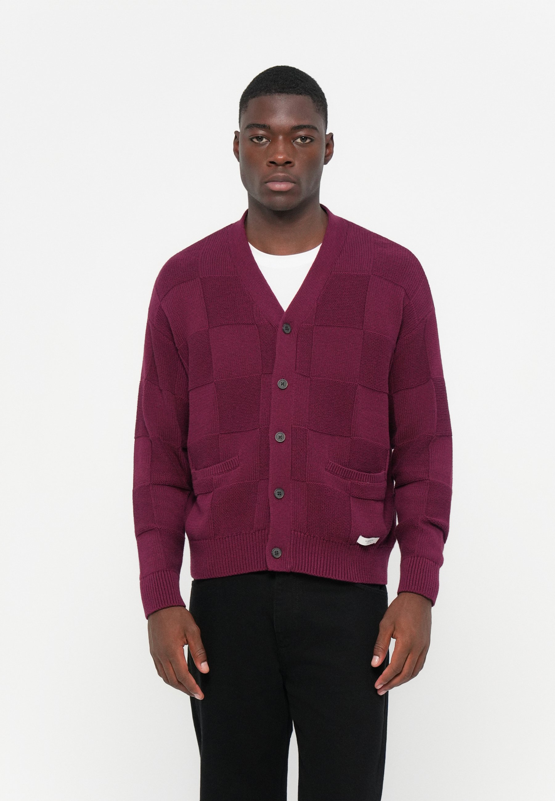 Element TEXTURED CHECK CARDIGAN - Cardigan - zinfandel/bordeaux