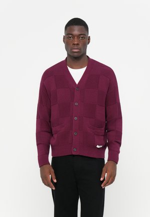 TEXTURED CHECK CARDIGAN - Cardigan - zinfandel