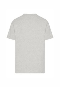 Gray short-sleeve t-shirt, round neckline, made of soft cotton blend fabric, featuring a plain design with no visible logos or patterns.