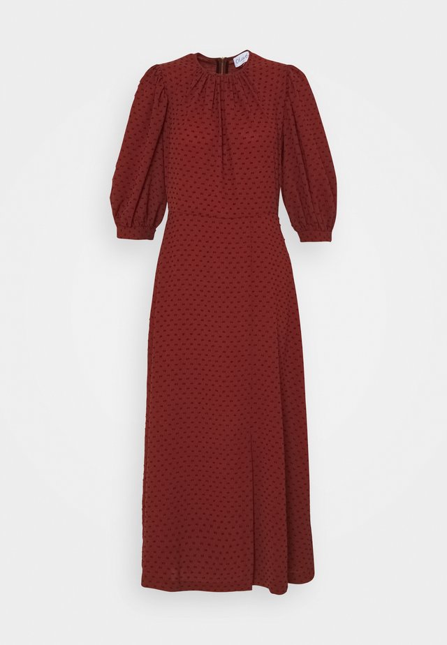 MIDI GATHERED NECK DRESS - Korte jurk - rust