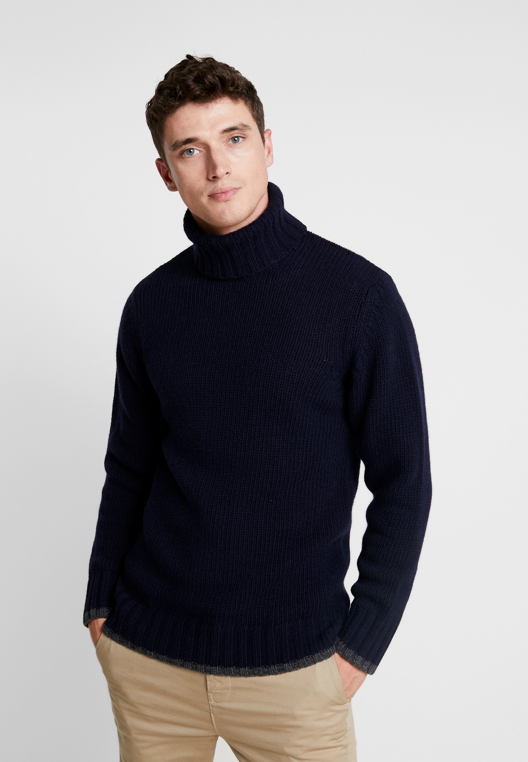 Mads Nørgaard ICELAND KELDEN SOLID Strikkegenser navy Mads Nørgaard ICELAND KELDEN - Strikkegenser - ecru/dark brown