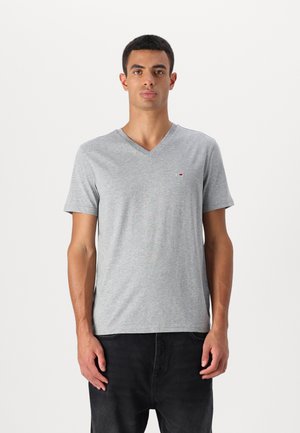 SLIM JASPE V NECK TEE - T-shirts - grey