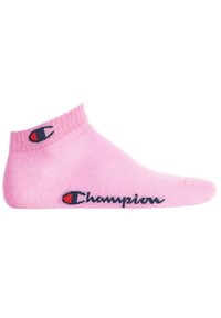 Rosa Knöchelsocke aus weichem Stoff, mit einem gerippten Bündchen und dem auf der Seite gestickten navy "Champion"-Logo. Schlanke, dehnbare Passform.
