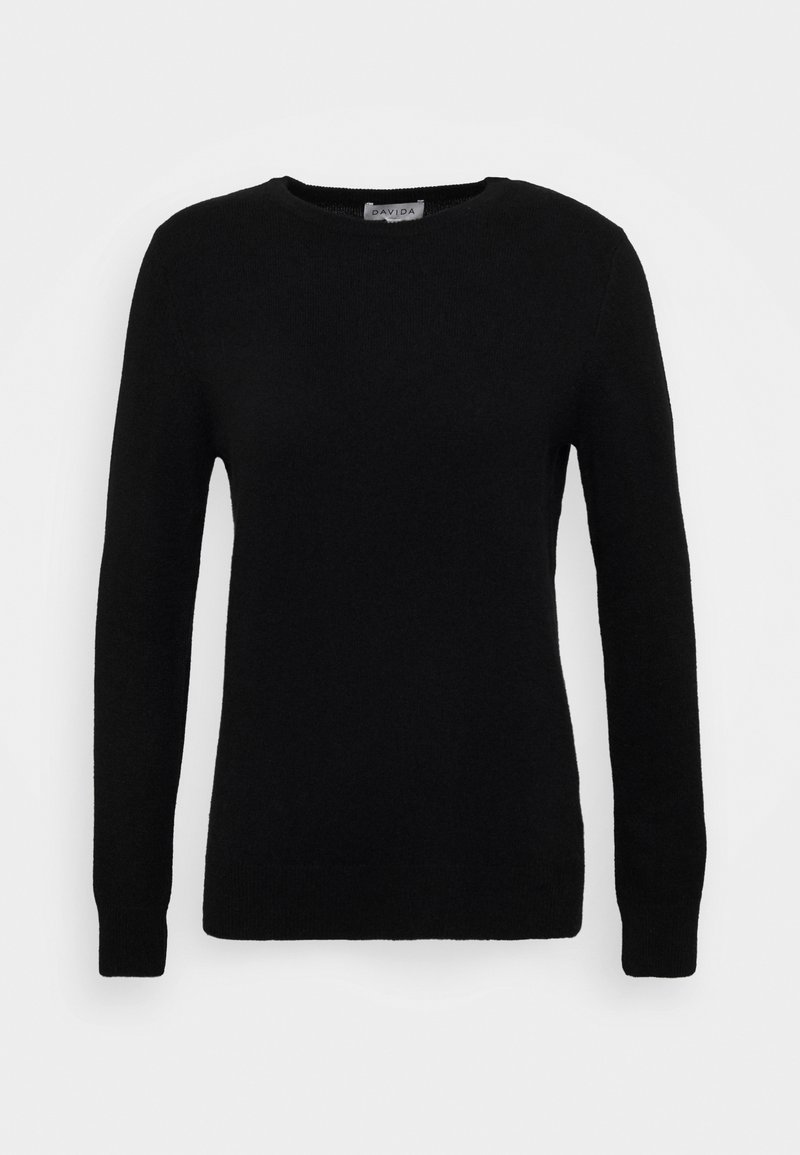 Davida Cashmere BASIC O NECK - Strikkegenser - black