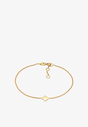 Guldkæde armbånd med en blomsterformet vedhæng, tekstureret links design og justerbar længde med en sikker lås.