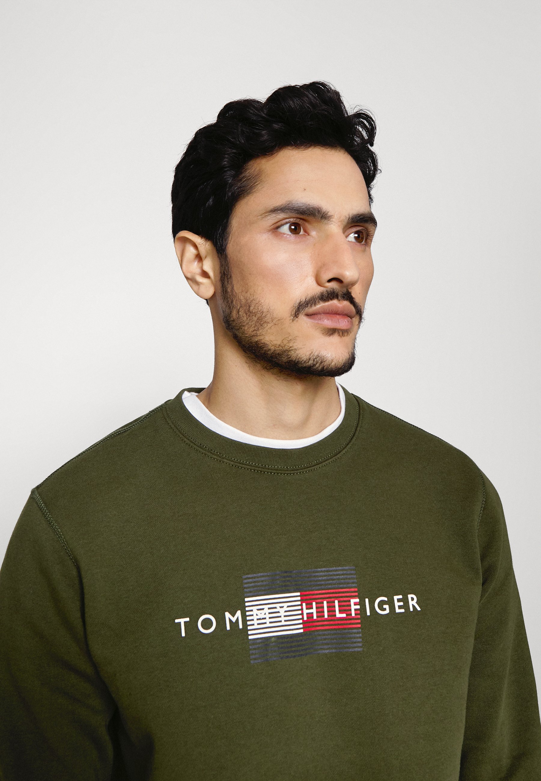 Tommy Hilfiger LINES CREWNECK - Sudadera - olivewood/verde oliva - Zalando .es