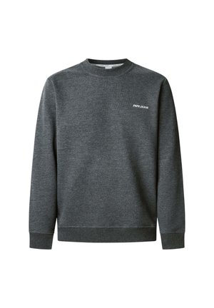 Sivá mikina z mäkkej tkaniny s klasickým výstrihom, rebrovanými manžetami a lemom. Na hrudi má malé biele logo "Pepe Jeans".