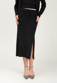 INFLUENCER RHINESTONES - Jupe crayon - black