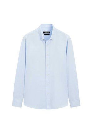 Lichtblauw overhemd met lange mouwen, gemaakt van gladde stof. Voorzien van een klassieke kraag, knopen aan de voorkant en een rechte zoom. Geen patronen of accenten.