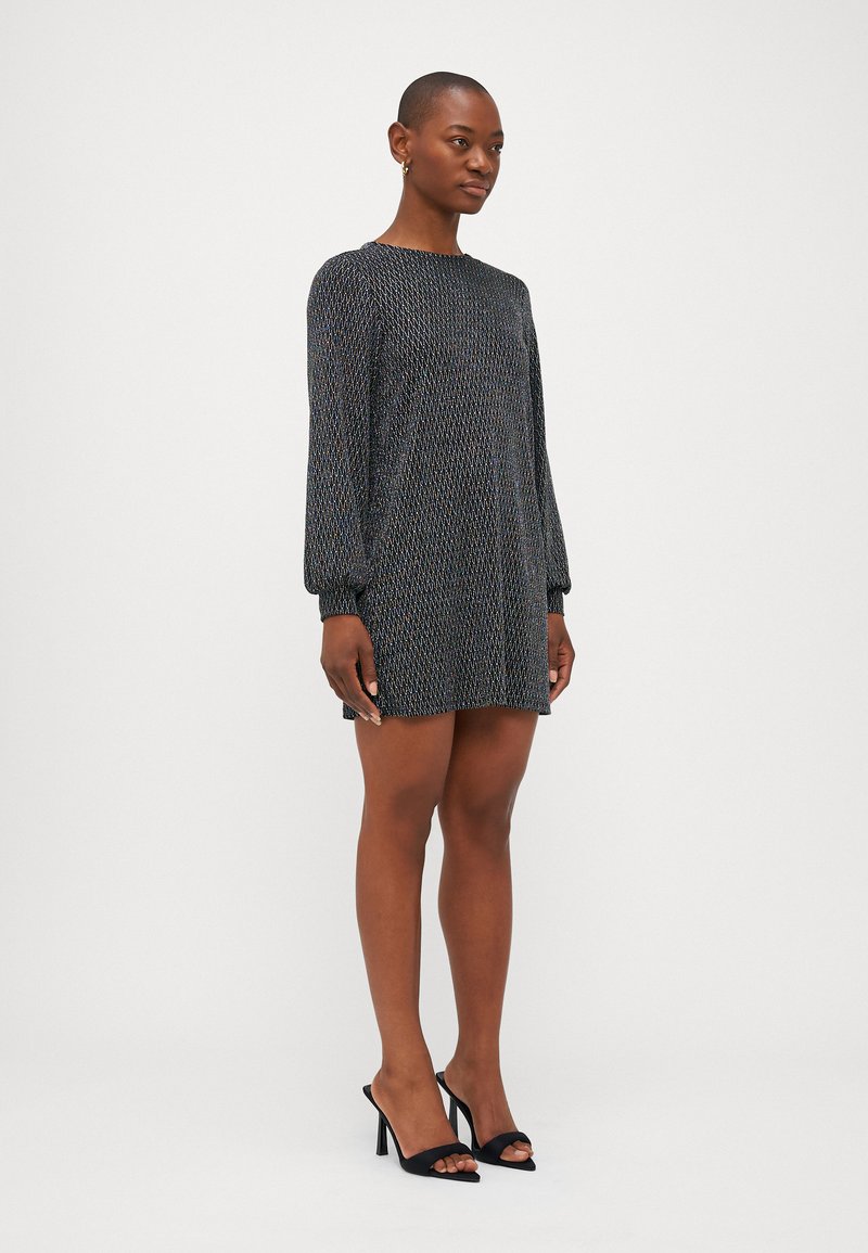 ONLY Petite ONLCAROL GLITTER BOW DRESS - Jersey dress - black/harlekin  silver/black - Zalando.ie