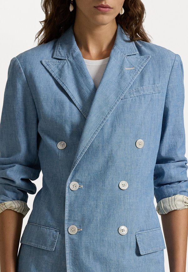 DOUBLE BREASTED CHAMBRAY BLAZER - Denim jacket - chambray3