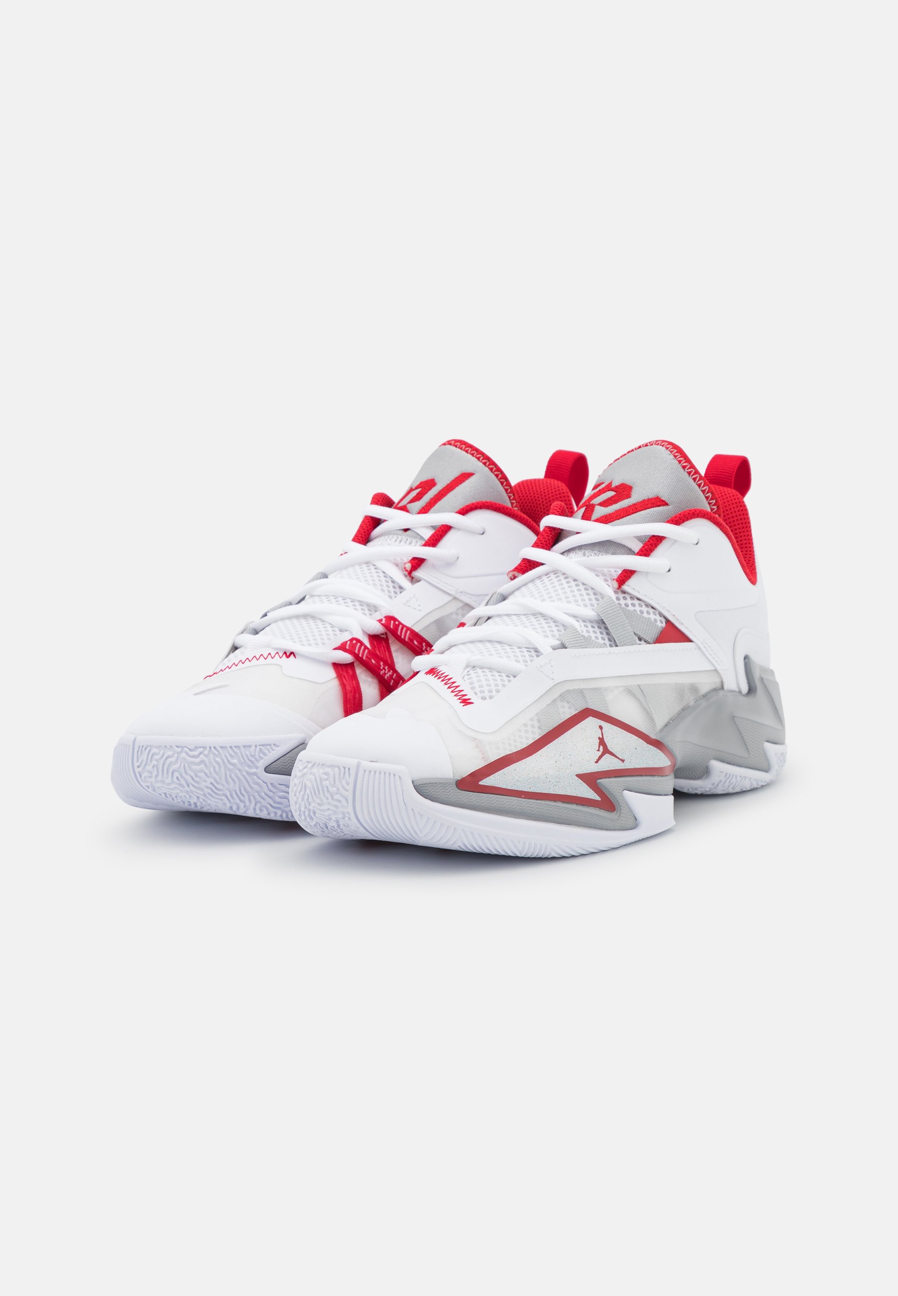 Jordan red and white basketball shoes Clearance