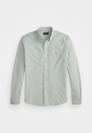 Polo Ralph Lauren STRIPED KNIT OXFORD SHIRT - Skjorta - vintage pine/white
