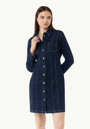 MIT ZIERNÄHTEN - Denim dress - dunkelblau