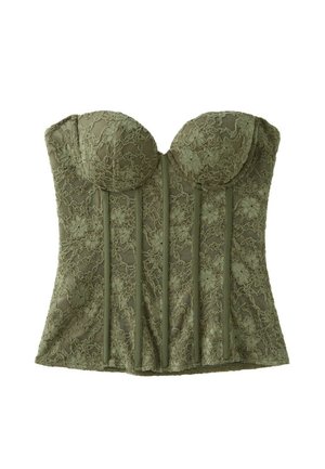 Stradivarius, LACE CORSET WITH STAYS - Corset - green