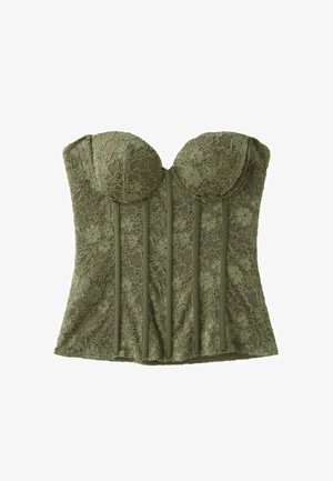 Stradivarius, LACE CORSET WITH STAYS - Corset - green