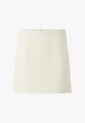 Roomkleurige mini-rok met textuur, rechte snit en een verborgen rits aan de achterkant.