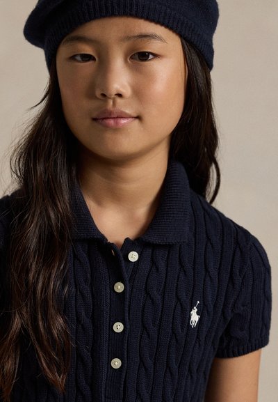 Polo Ralph Lauren CABLE-KNIT COTTON POLO SWEATER DRESS 7-14Y - Strickkleid - navy